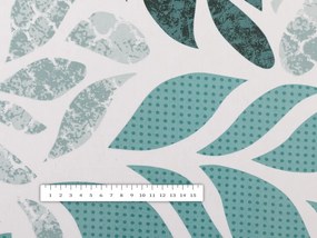 Biante Bavlnená obliečka na vankúš s lemom Sandra SA-572 Sivo-modrozelené abstraktné listy na bielom 30 x 50 cm