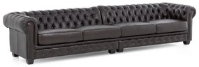 furniture-nabytek.cz - Masívna Chesterfield pohovka, 6-miestna, pravá koža, hnedá
