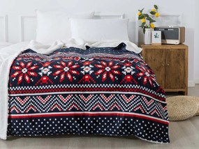 XPOSE® Mikroplyšová deka TORM s baránkom - tmavo modrá 200x220 cm