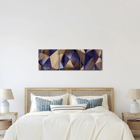 Obraz - 3D drevené trojuholníky (s hodinami) (90x30 cm)