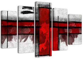 Gario Obraz na plátne Červený akcent - 5 dielny Rozmery: 100 x 70 cm