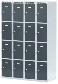 Alfa 3 Šatníková skrinka s úložnými boxami, 8 boxov, 1800 x 600 x 500 mm, otočný zámok, tmavosivé dvere