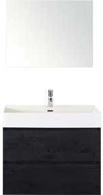 Kúpeľňový nábytkový set Sanox Maxx XL farba čela black oak ŠxVxH 81 x 170 x 45,5 cm s keramickým umývadlom a zrkadlom