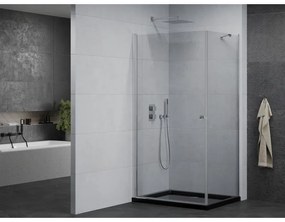 Mexen Pretoria, sprchovací kút 70 (dvere) x 120 (stena) cm, 6mm číre sklo, chrómový profil + čierna sprchová vanička, 852-070-120-01-00-4070