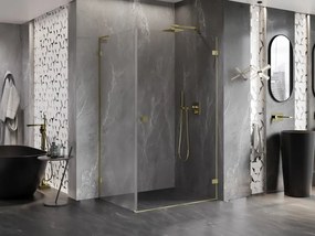 Mexen Lunar-B L pravý výklopný sprchový kút 95 x 80 cm, číre sklo, zlatá matná, 832L-095-080-55-00-P