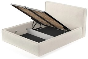 Krémová čalúnená dvojlôžková posteľ s úložným priestorom s roštom 160x200 cm Lounge L – Maison de Rêve