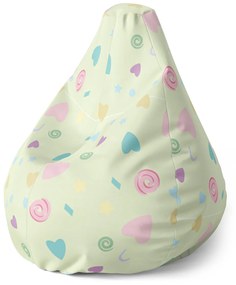 Sablio Sedací vak Pear Srdiečka a špirály - 70 x 95 x 15 cm