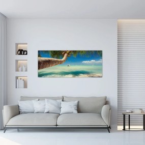 Obraz - Čisté more s palmou (120x50 cm)