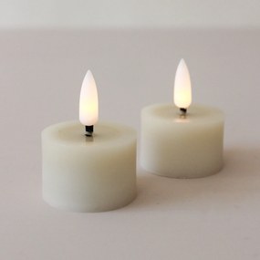 STAR TRADING Čajová LED sviečka Flamme Beige 4 cm – set 2 ks
