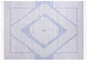 Bavlnený koberec 140 x 200 cm modrá/biela ANSAR Beliani