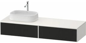 DURAVIT Zencha závesná skrinka pod umývadlo na dosku (umývadlo vľavo), 2 zásuvky, 1600 x 550 x 281 mm, čierna líniová štruktúra/biela super matná, ZE4814L63840000