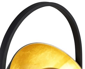 Priemyselná stojaca lampa čierna so zlatom 3-svetlo - Magnax