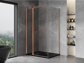 Mexen Mist T, sprchový kút s krídlovými dverami, 70 x 80 cm, 8mm číre sklo, medený profil, 8A4T-080-070-65-00