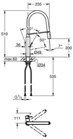 GROHE 31491000 - Drezová batéria CONCETTO s profesionálnou sprchou lesklý chróm