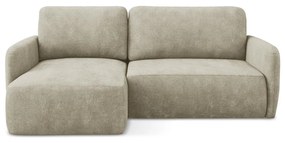 Béžová ženilková rozkladacia/s úložným priestorom rohová pohovka (ľavý roh/s leňoškou) Lilo – Makamii