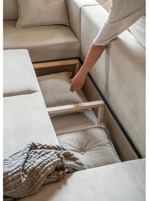 Béžová menčestrová rozkladacia rohová pohovka (ľavý roh/do "U") Lazy Lukka – Miuform