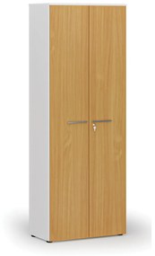 Kancelárska skriňa s dverami PRIMO WHITE, 2128 x 800 x 420 mm, biela/buk
