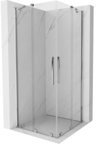 Mexen Velar Duo, sprchový kút s posuvnými dverami 80(dvere) x 80(dvere) cm, 8mm číre sklo, chrómový profil, 871-080-080-02-01