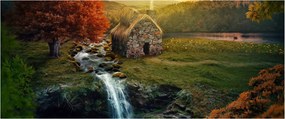 Obraz Chalupku v rozprávkovej krajine (120x50 cm)