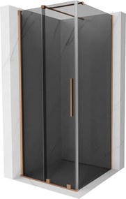 Mexen Velar, sprchový kút s posuvnými dverami 120 x 120 cm, 8mm šedé sklo, medená matná, 871-120-120-41-65