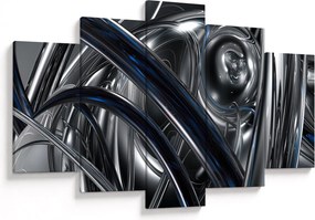 Obraz sivej abstrakcie s modrou (150x105 cm)