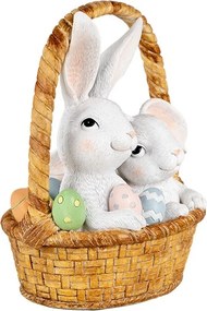 Dekorácia králiky v košíčku s vajíčkami - 17*13*20 cm