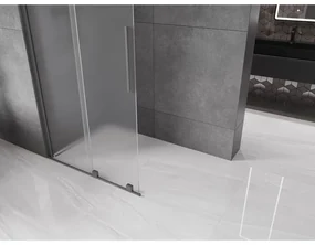 Mexen Velar, sprchová zástena s posuvnými dverami Walk-in 75 x 200 cm, 8mm sklo námraza, brúsený grafit, 871-075-000-33-95