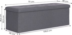 ModernHome Prešívaný úložný box puf 111x38 cm - tmavosivá ModernHome