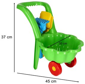 IKO Detský plastový fúrik s príslušenstvom - zelený