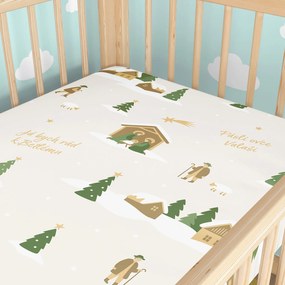 Goldea vianočná bavlnená napínacia plachta do detskej postieľky - pásli ovce valaši 60 x 120 cm