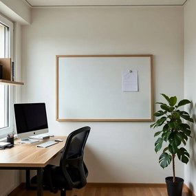 Toptabule.sk  Biela magnetická tabuľa v prírodnom drevenom ráme CLASSIC 90x60 cm