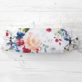Biante Vankúš valec bonbon Sandra SA-387 Veľké žlté a modré kvety na bielom 15x60 cm