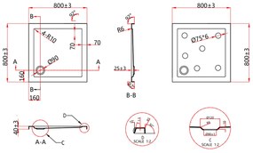 Erga Laos, štvorcová sprchová vanička 80x80x5cm, akrylát, biela lesklá, ERG-V06-ACR-8080S-WH-CR