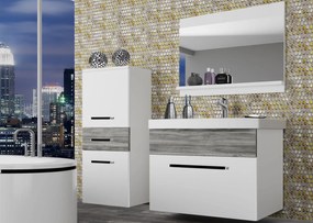 Kúpeľňový nábytok Belini biely mat / šedý antracit Glamour Wood + umývadlo + zrkadlo  ROD M 2/0/W/WGW/0/ZW