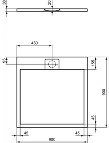 Ideal Standard UltraFlat i.life - Sprchová vanička 900x900 mm, biela T5227FR