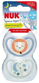 Dojčenský cumlík NUK Space Nights 6-18m 2ks/BOX chlapec