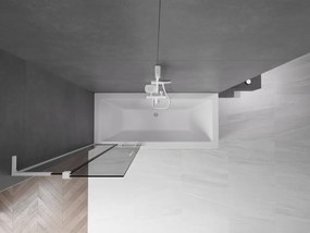 Mexen Velar L, 2-krídlová posuvná vaňová zástena 75 x 150 cm, 8mm šedé sklo, biela matná, 896-075-003-41-20