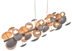 Závesné svietidlo so skleneným tienidlom v šedo-zlatej farbe Bubble – Trio Select