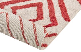 Bavlnený koberec 160 x 230 cm krémová biela/červená HASKOY Beliani