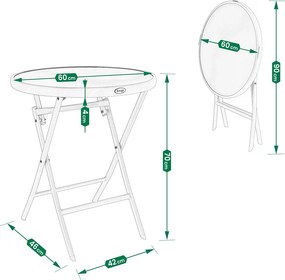 Dekorstudio Záhradný skladací stolík s tvrdeným sklom 60cm – béžový