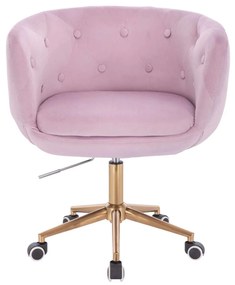 LuxuryForm DESIGN Kreslo MONTANA VELUR na zlatej podstave s kolieskami - levanduľa