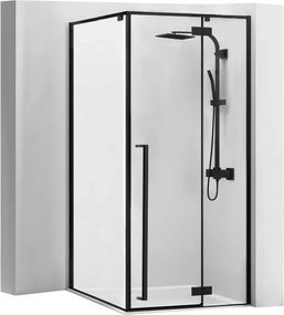 Štvorcový sprchovací kút REA FARGO 90x90 cm, čierny matný/transparent - bez vaničky