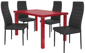 Jedálenský set 1 + 4 Belini červený / čierne Moderno MOD/0/ZES/R/4B
