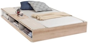 Študentská posteľ 120x200 s prístelkou a úložným priestorom Veronica - dub svetlý/biela