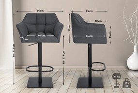 Barová stolička Damaso B - filc, čierny rám - Sivá