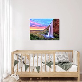 Sklenený obraz - Vodopád Seljalandsfoss (70x50 cm)