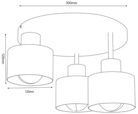 Stropné svietidlo PARKLA 3xE27/15W/230V čierna/zlatá