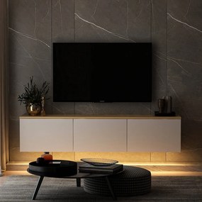 TV stolík v dekore duba v bielo-prírodnej farbe 160x35x32 cm Neon – Kalune Design