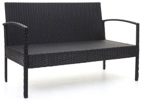 Záhradná súprava 2 kresiel, pohovky a stolíka HWC-F56 - čierna, krémové vankúše