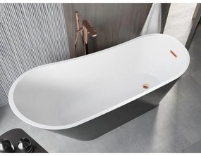 Mexen Alta, voľne stojaca vaňa 170 x 75 cm, biela-čierna, ružové zlato prepad, 52141707575-60